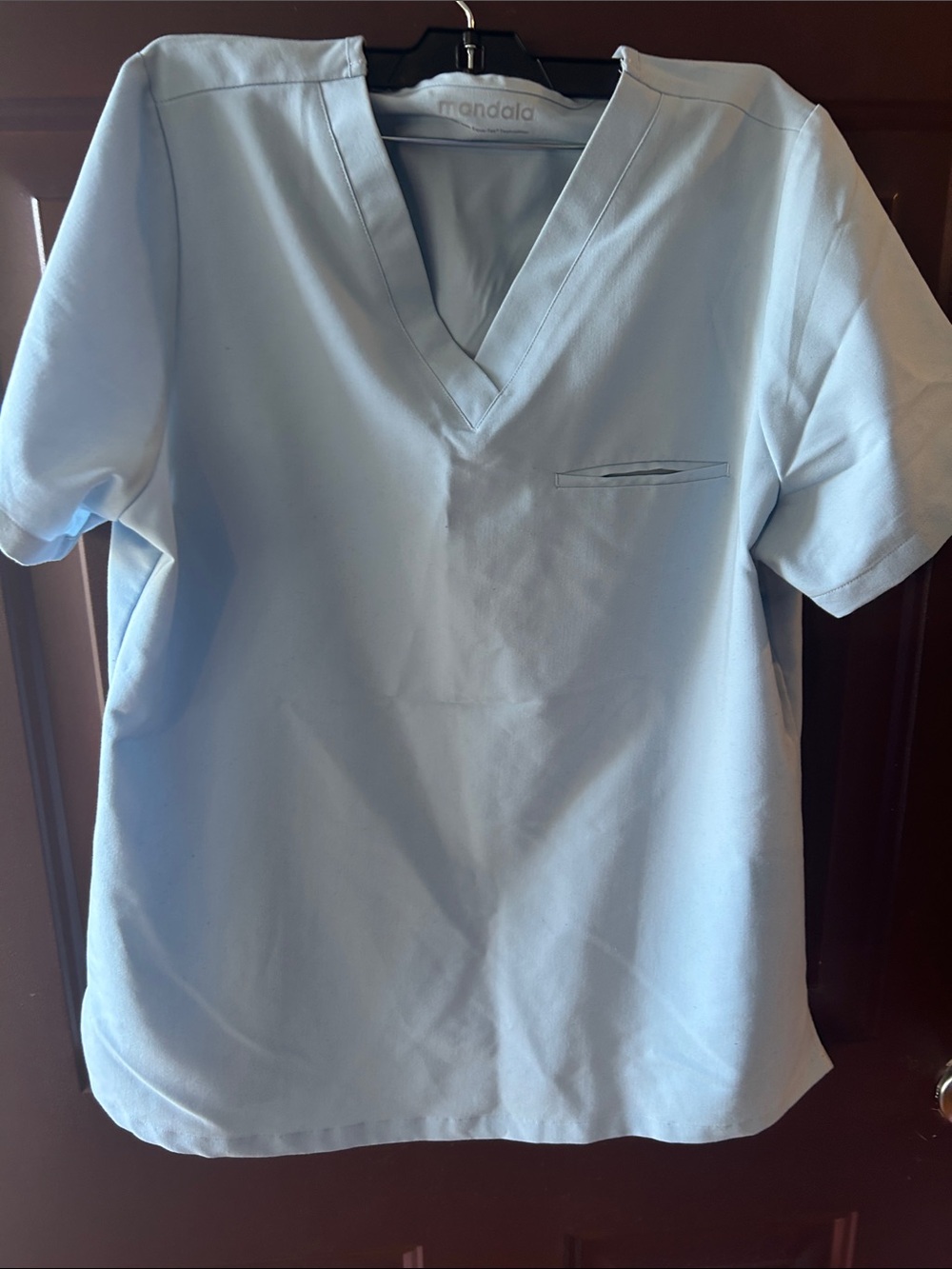 Mandala Women's Light Blue V-Neck Scrub Top